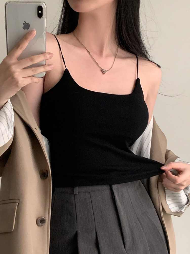 Square Collar Padded Strap Vest Women's Bottoming Top