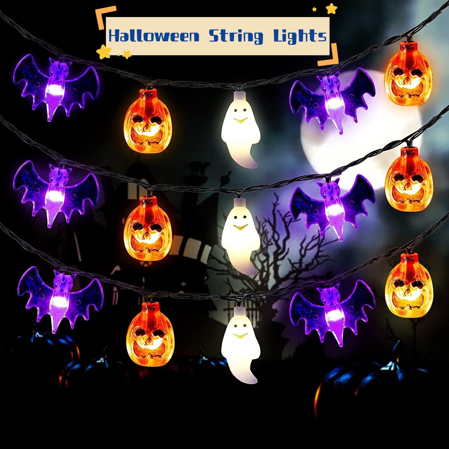 LED Halloween Pumpkin Spider Bat Skull Lamp Party Halloween Lantern Light
