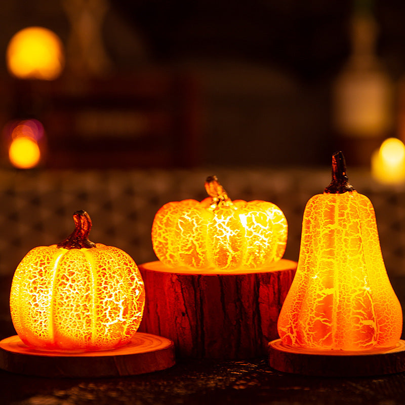 New Halloween Pumpkin Lantern Simulation LED Candle Lamp Resin Luminous