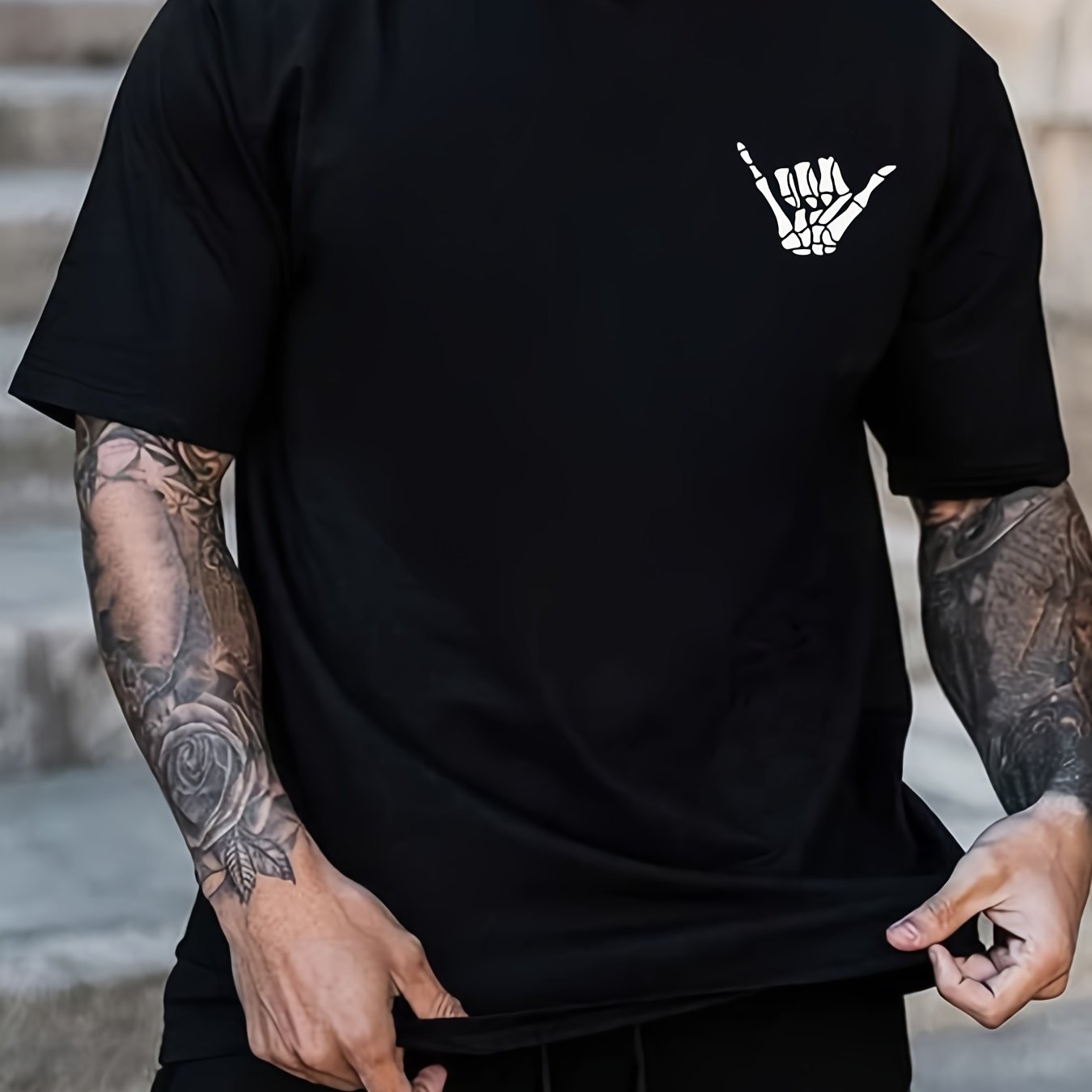 Men's T-shirt, Rock Print T-shirt, Summer Spring And Autumn Casual Short Sleeved Round Neck T-shirt, Men's Patterned T-shirt, Top As A Gift-0