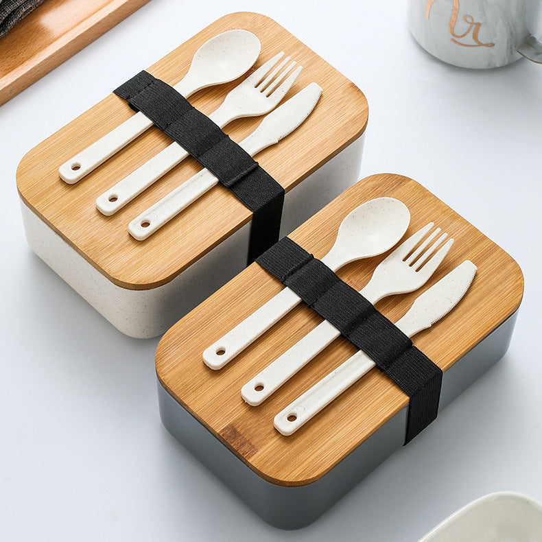 Student Japanese Lunch Box Sealed Crisper For Free Knife, Fork And Spoon