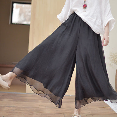Cotton wide-leg skirt