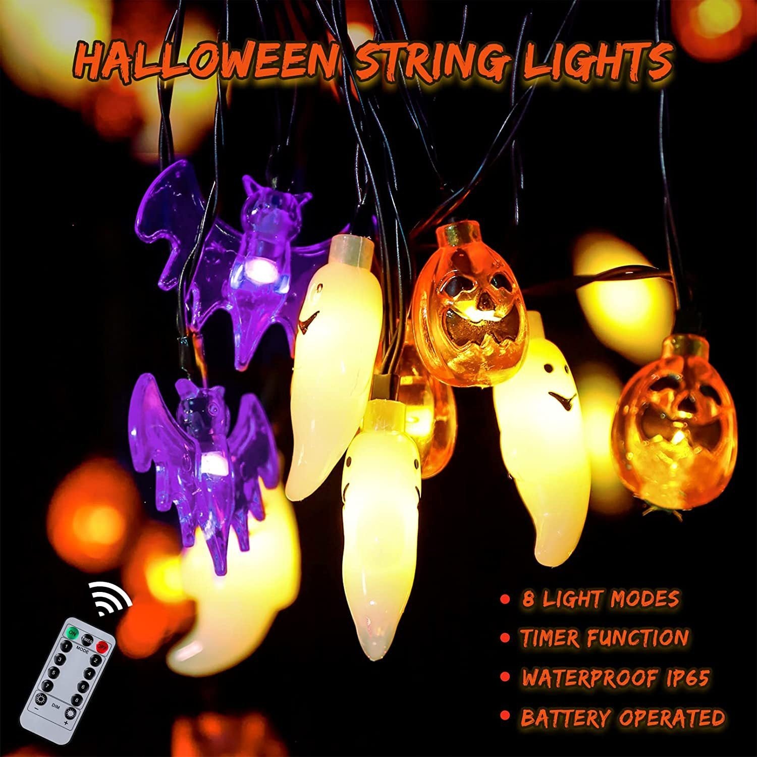 LED Halloween Pumpkin Spider Bat Skull Lamp Party Halloween Lantern Light