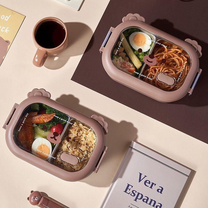 Coffee Bear Lunch Box Stainless Steel Separated