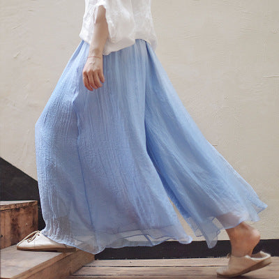 Cotton wide-leg skirt