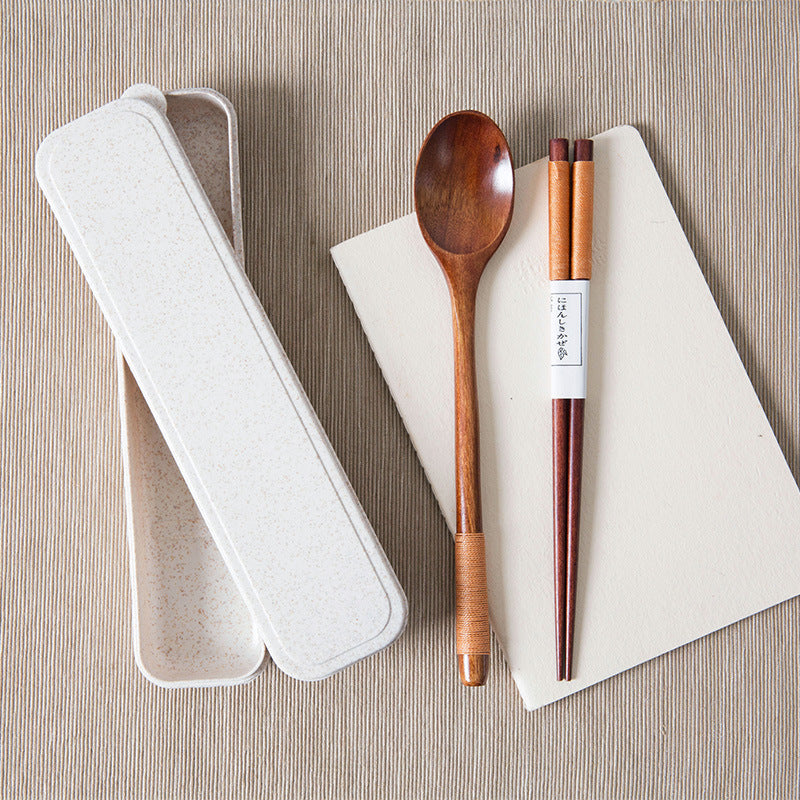 Portable Take-out Wooden Spoon And Chopstick Storage Box