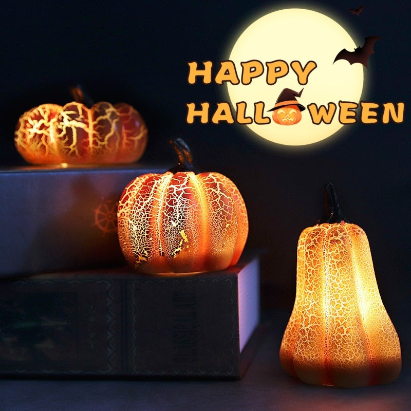 New Halloween Pumpkin Lantern Simulation LED Candle Lamp Resin Luminous