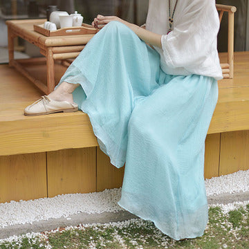Cotton wide-leg skirt