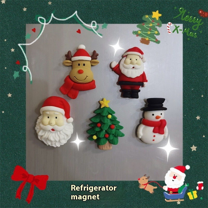 Fridge Magnet Of Christmas Elk Santa Claus Snowman Magnet Message Board Decoration