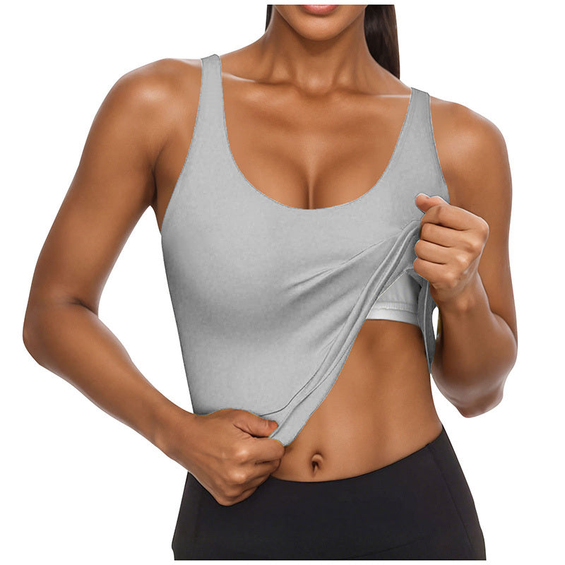 Women U Neck Tank Tops Built In Bra Basic Fitted Sleeveless Undershirt