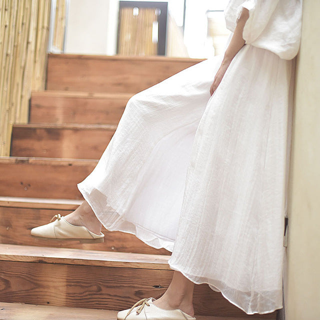 Cotton wide-leg skirt