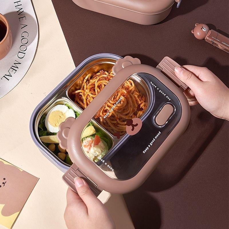 Coffee Bear Lunch Box Stainless Steel Separated