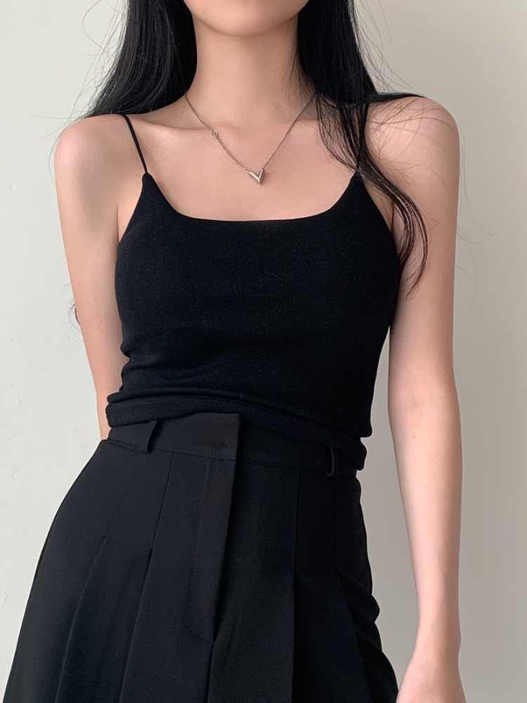 Square Collar Padded Strap Vest Women's Bottoming Top