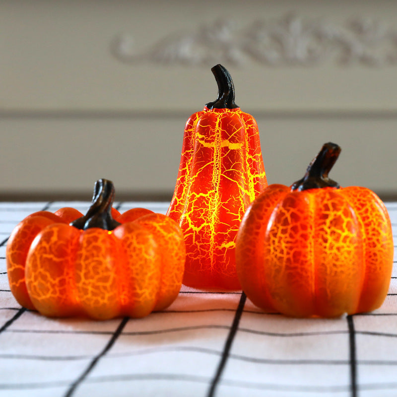 New Halloween Pumpkin Lantern Simulation LED Candle Lamp Resin Luminous