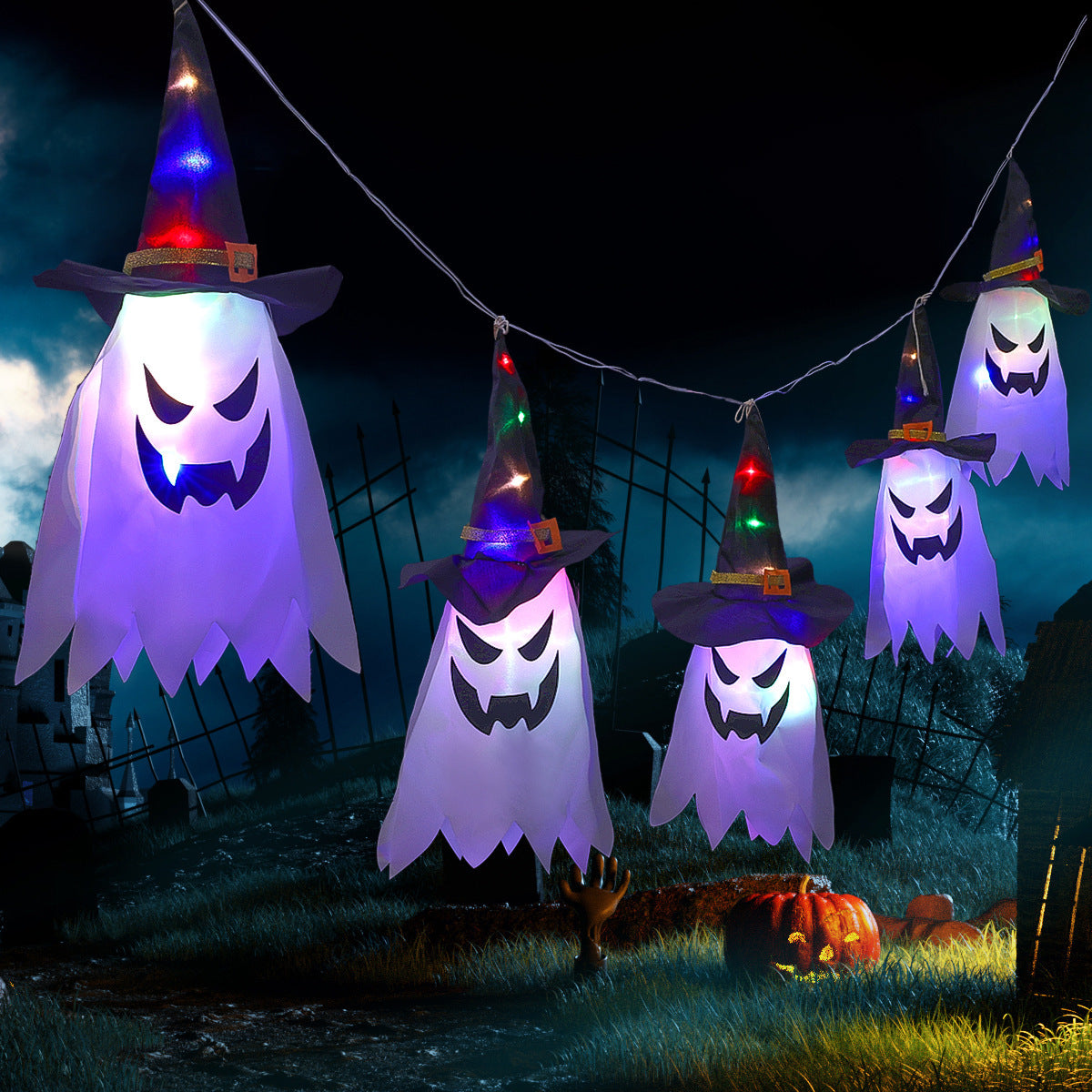 Lanterns Cloth Art Ghost Halloween String Lights