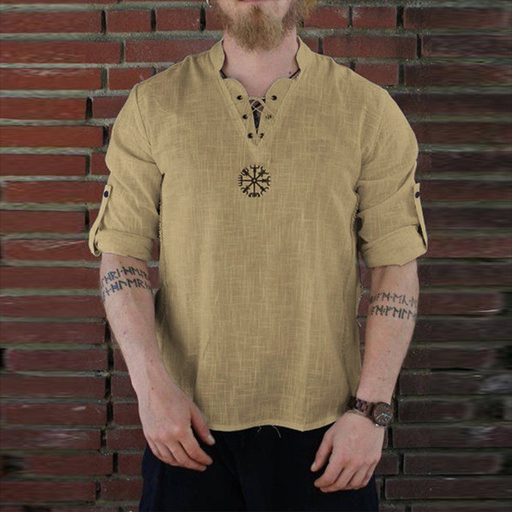 Summer Men's shirt Camisa New Style Long sleeve Loose shirt Personality Cotton-linen Pure Blouse Top Streetwear Camisa masculina-0