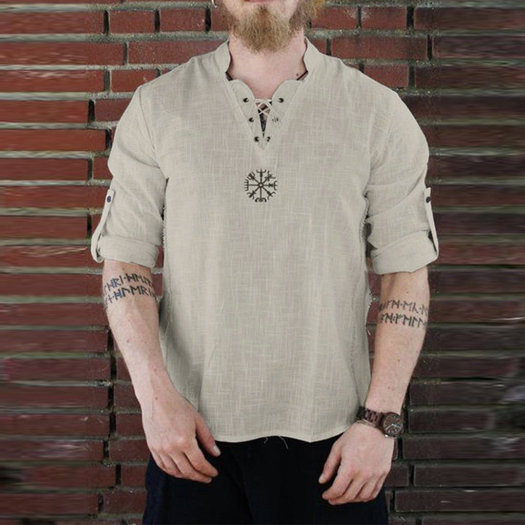 Summer Men's shirt Camisa New Style Long sleeve Loose shirt Personality Cotton-linen Pure Blouse Top Streetwear Camisa masculina-3