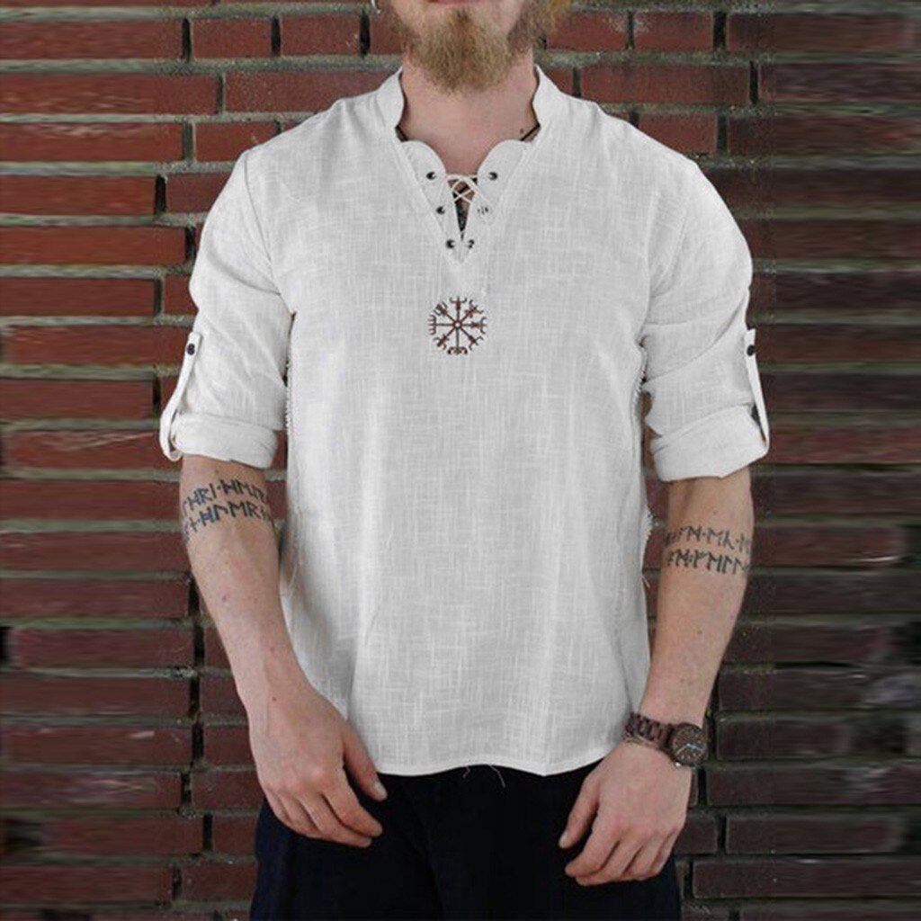 Summer Men's shirt Camisa New Style Long sleeve Loose shirt Personality Cotton-linen Pure Blouse Top Streetwear Camisa masculina-2