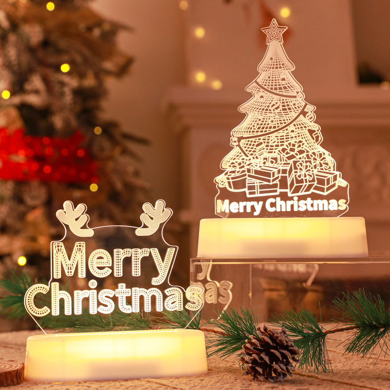 Christmas 3D Lamp Acrylic LED Lights New Year Valentines Day Kids Gift Ornaments