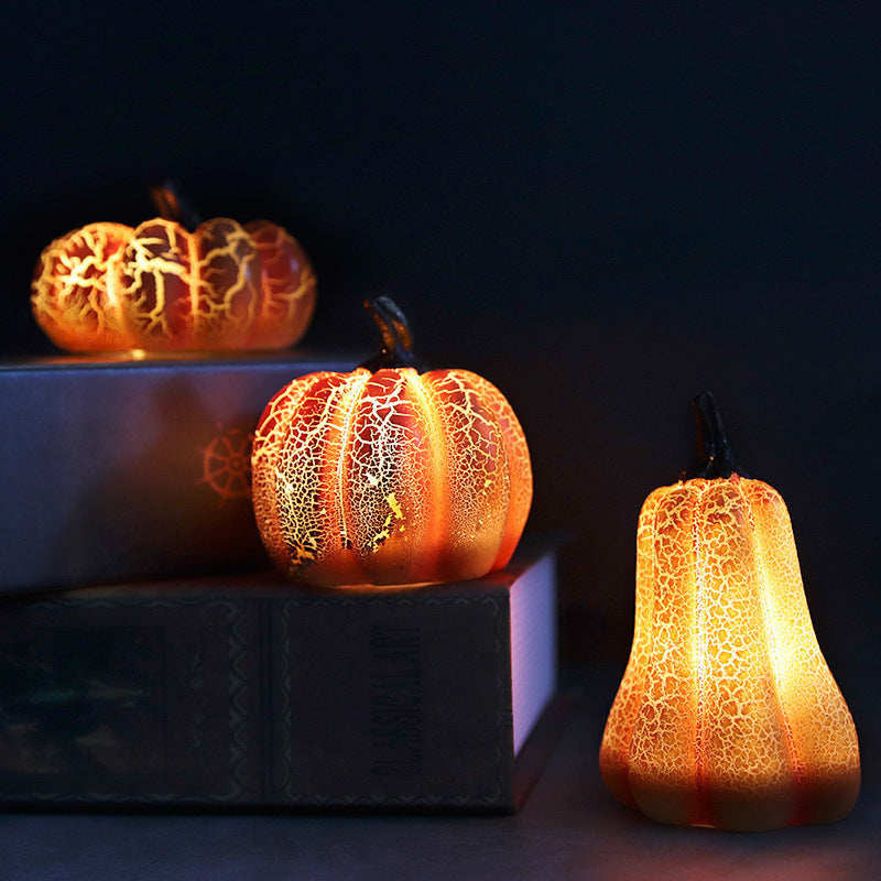New Halloween Pumpkin Lantern Simulation LED Candle Lamp Resin Luminous