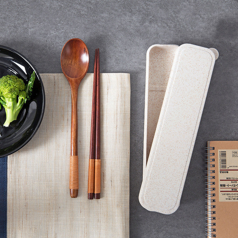 Portable Take-out Wooden Spoon And Chopstick Storage Box
