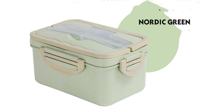 Lunch Box With Spoon And Chopsticks Can Microwave Three-grid Lunch Box